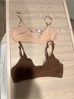 2-Pack Women's Seamless Soft Bralette Set - Nude & Brown